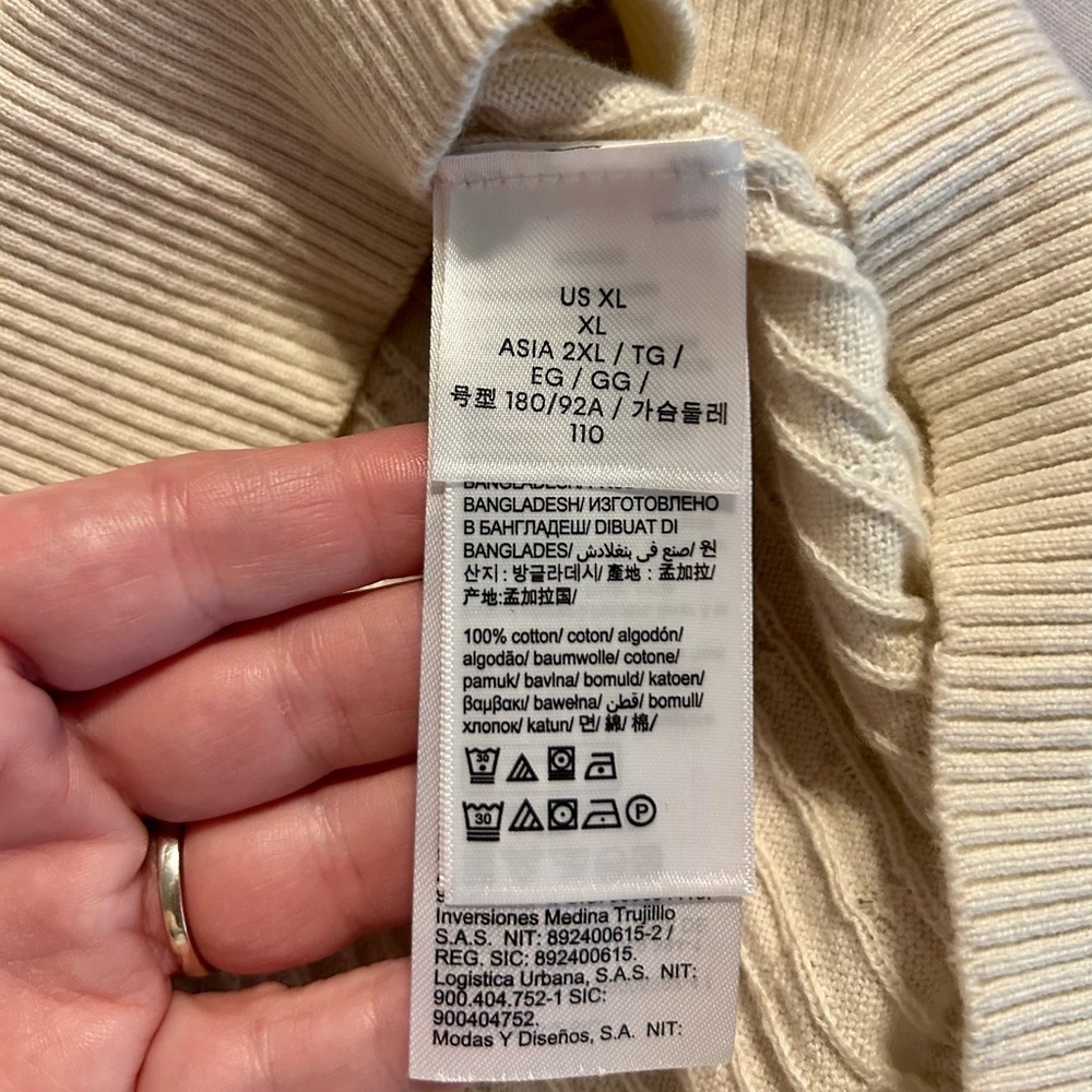 Calvin Klein Cotton Cream Cable-Knit Crew Sweater Sz XL NEW! - Picture 6 of 6